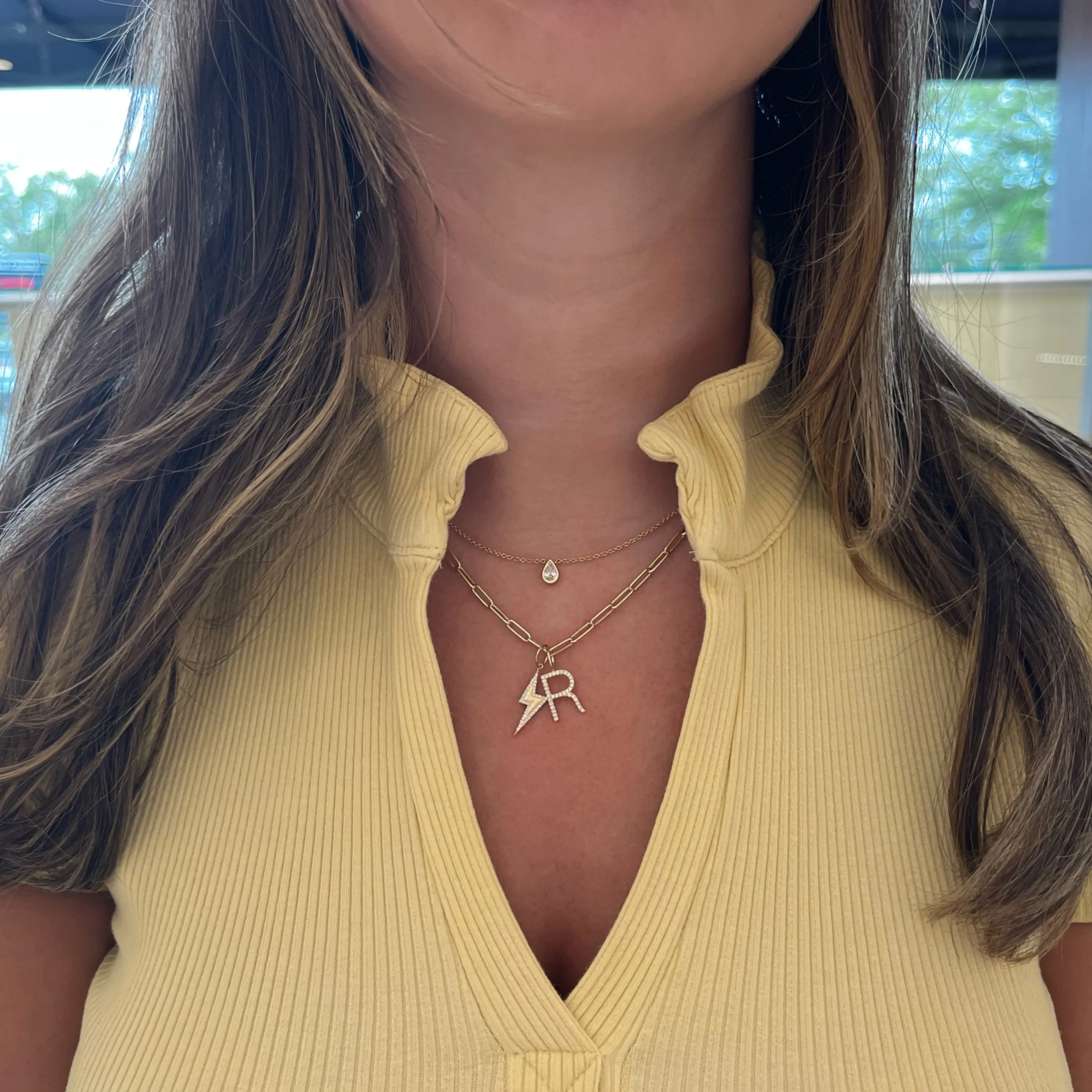 Diamond Frame Lightning Bolt Pendant