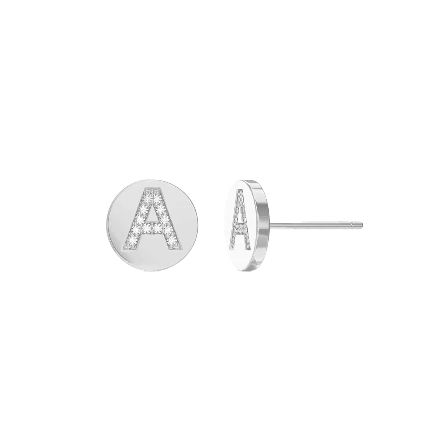Diamond Initial Coin Earrings