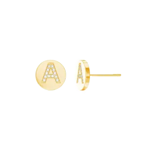 Diamond Initial Coin Earrings