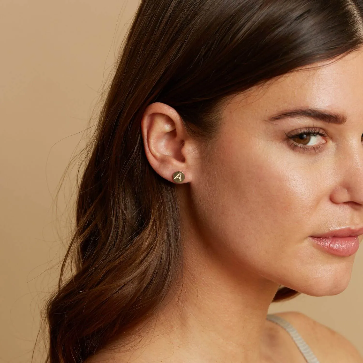 Diamond Initial Coin Earrings