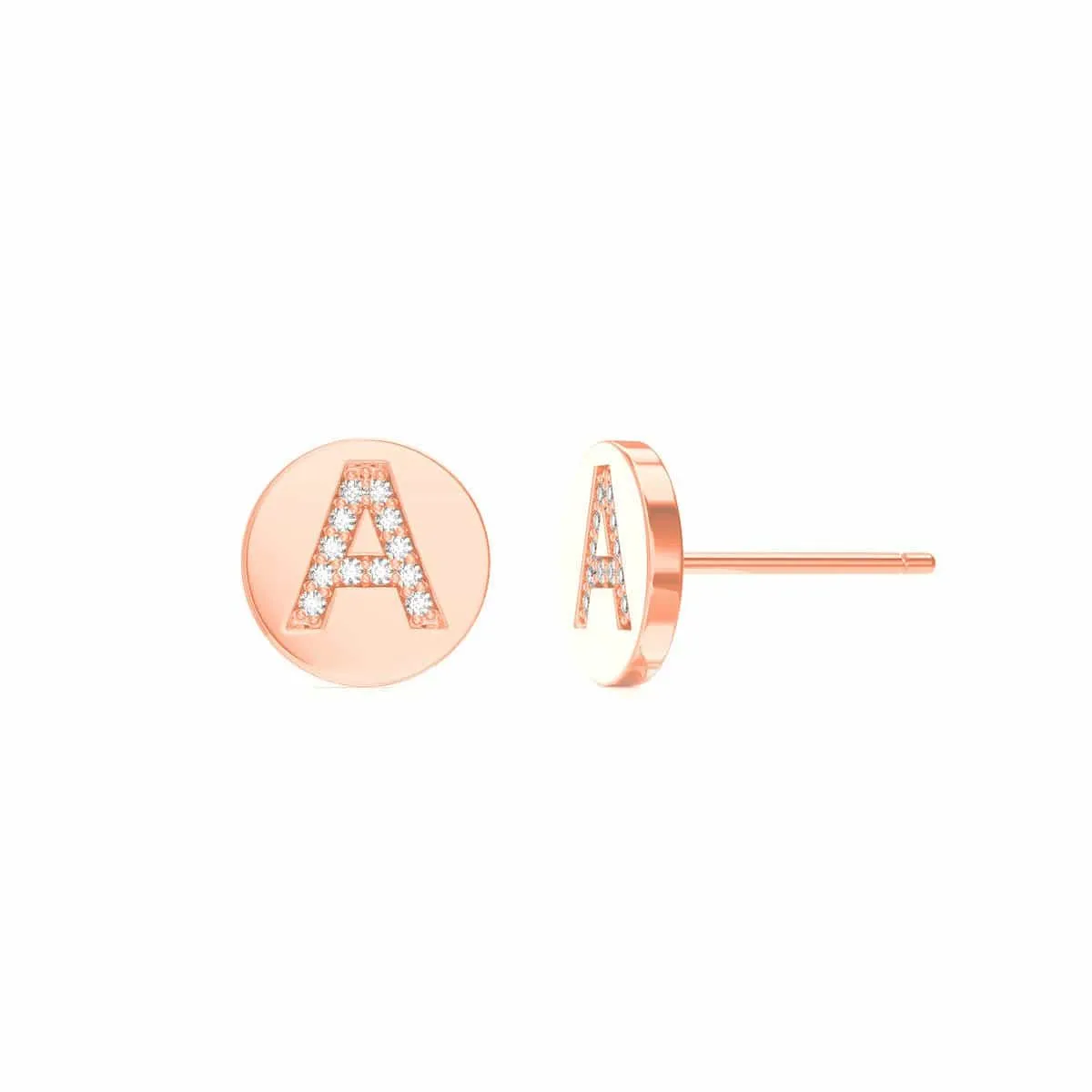 Diamond Initial Coin Earrings