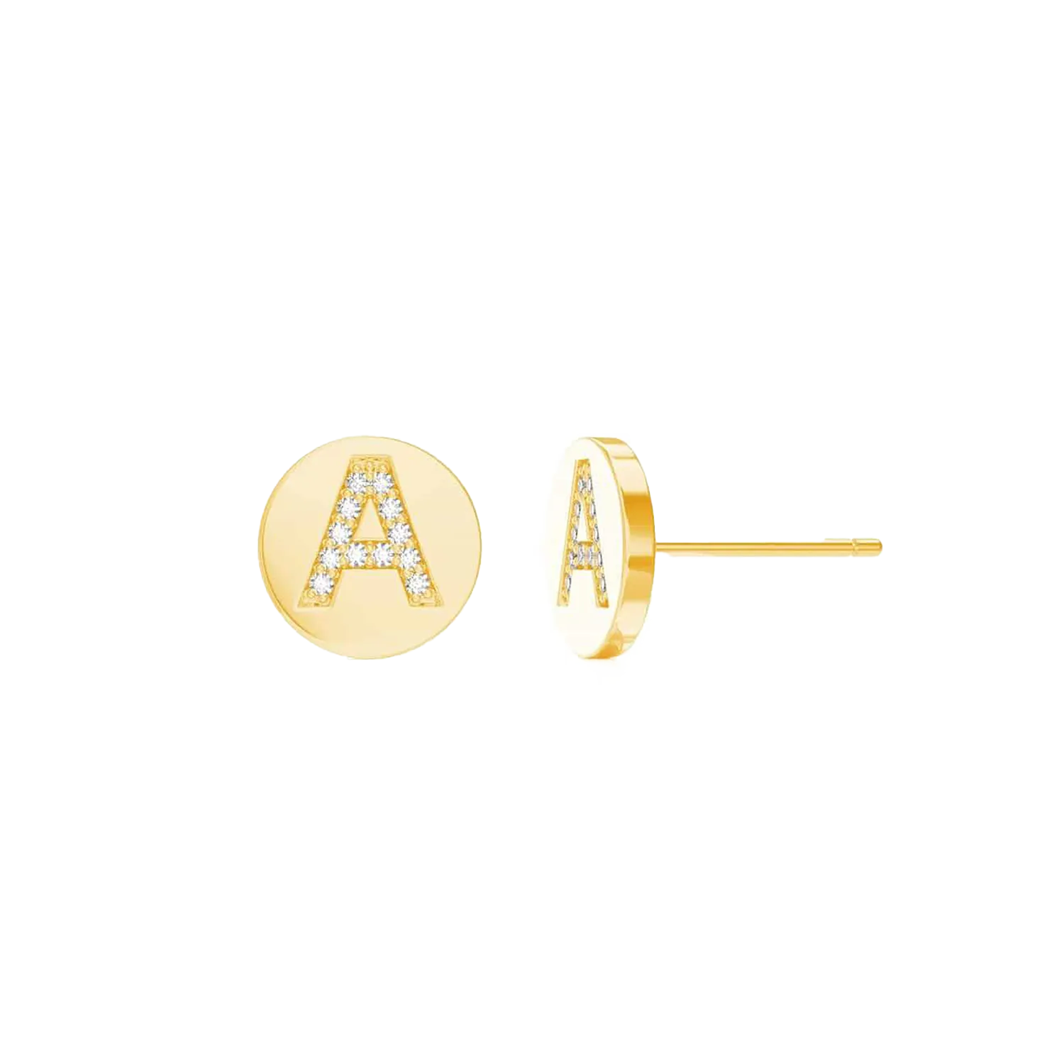 Diamond Initial Coin Earrings