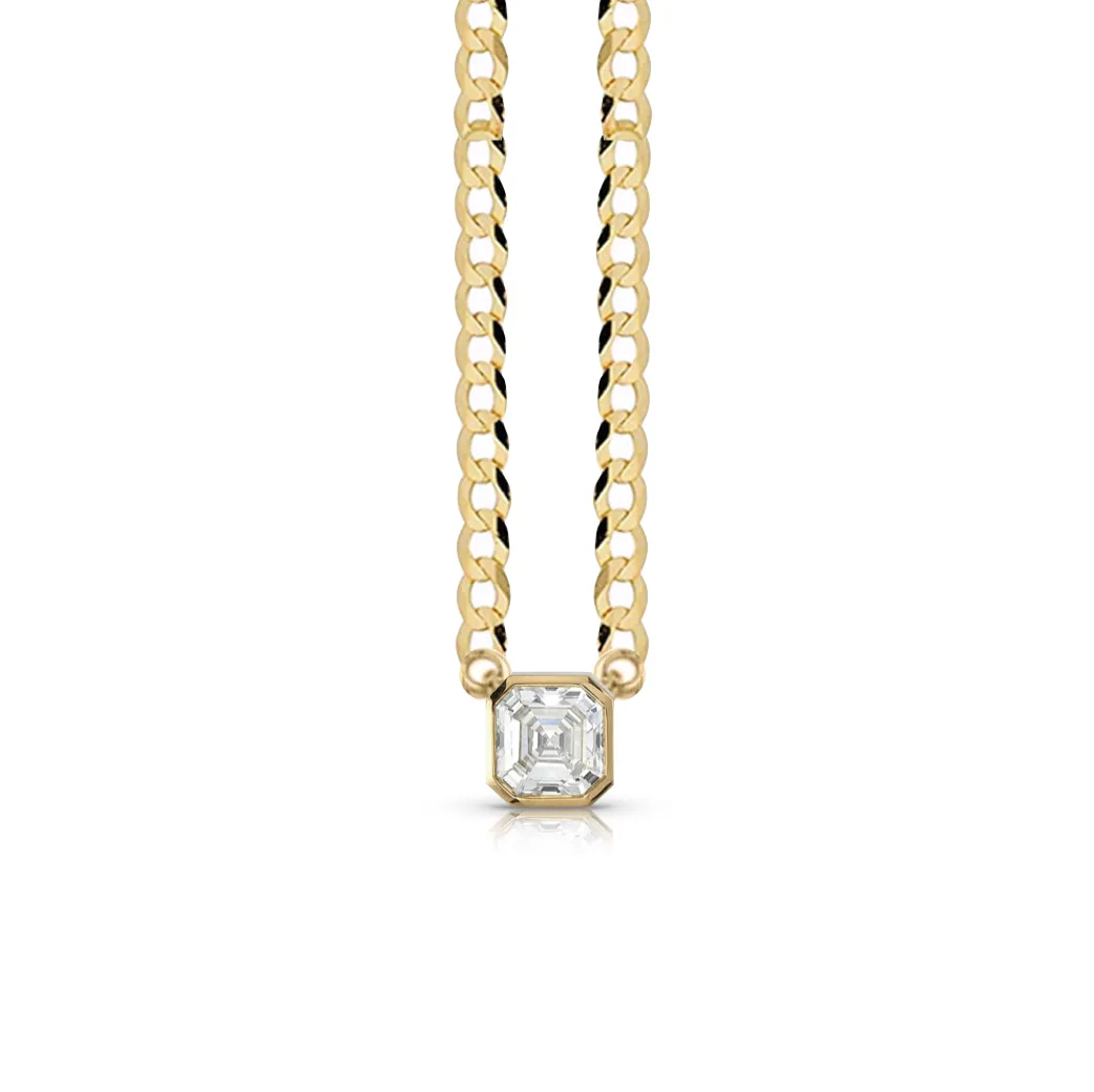 Diamond Solitaire on Cuban Necklace