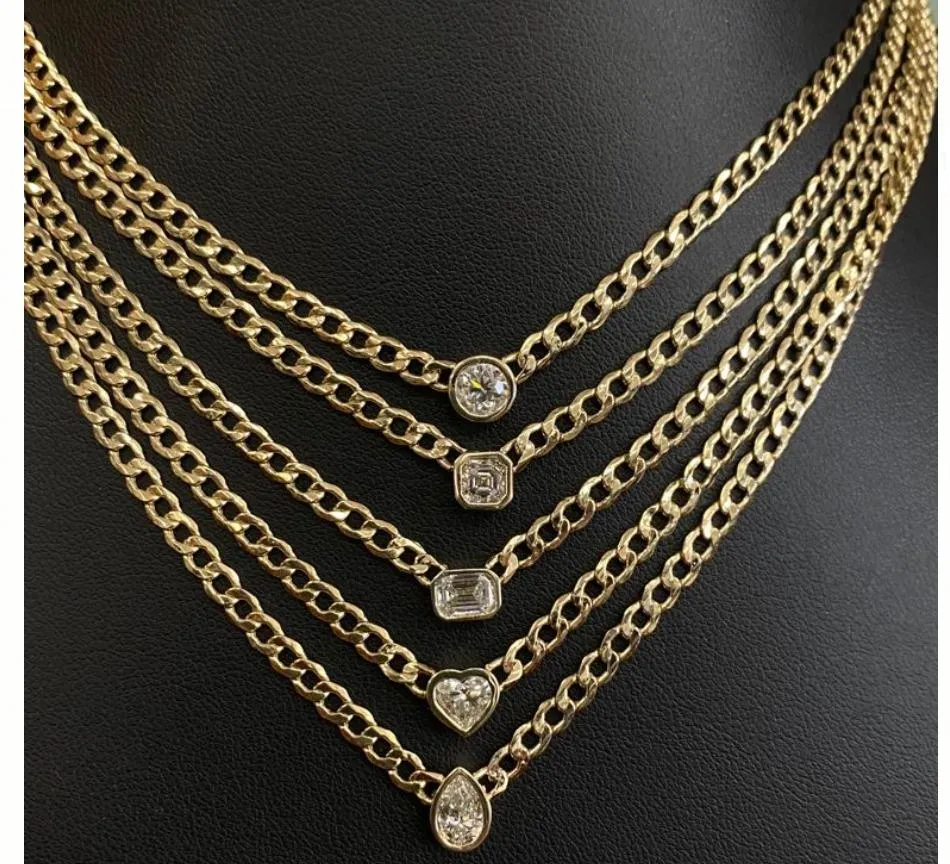 Diamond Solitaire on Cuban Necklace