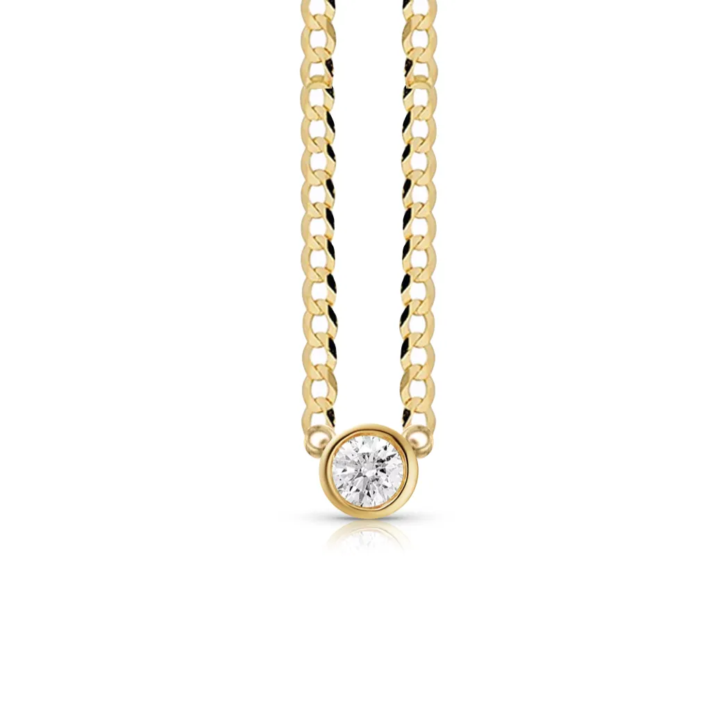 Diamond Solitaire on Cuban Necklace