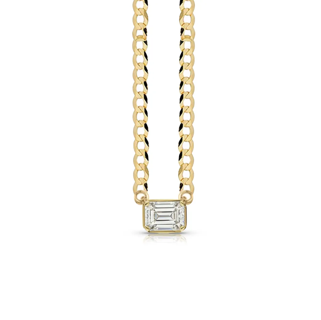 Diamond Solitaire on Cuban Necklace