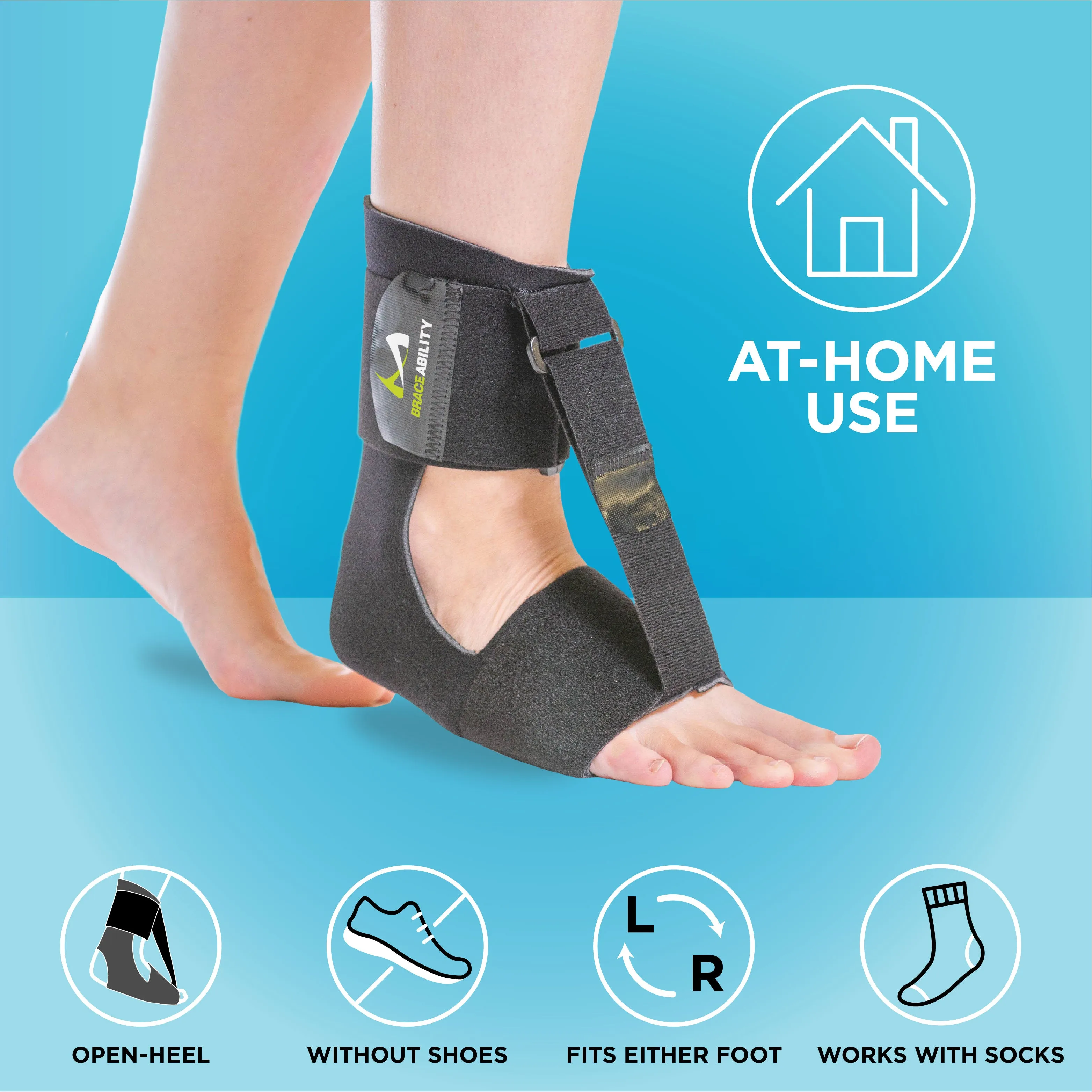 Drop Foot Brace for Sleeping | Adult's and Big Kid's Barefoot AFO Sock for Toe Walking or Neuropathy