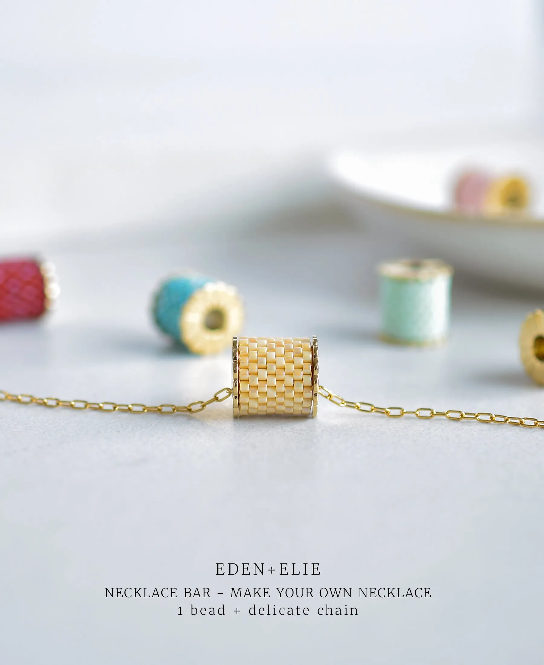 EDEN   ELIE Necklace Bar single bead   optional chain - peranakan emerald