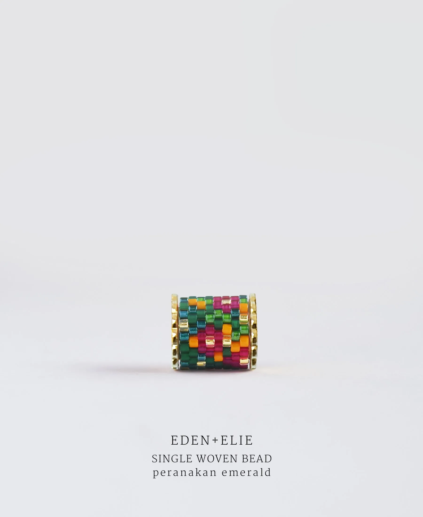 EDEN   ELIE Necklace Bar single bead   optional chain - peranakan emerald