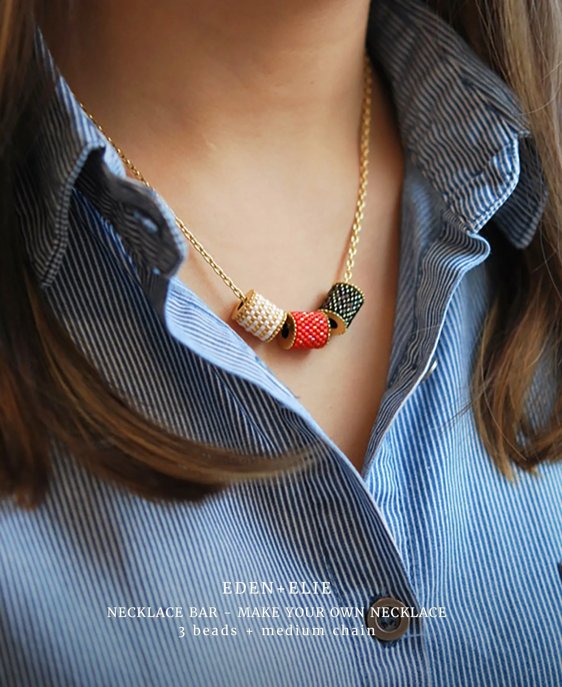EDEN   ELIE Necklace Bar single bead   optional chain - peranakan emerald
