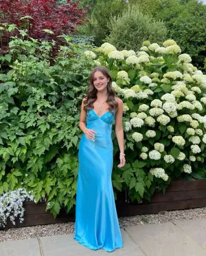 Elegant Blue Long Prom Dress Charming Evening Party Dress Formal Dress