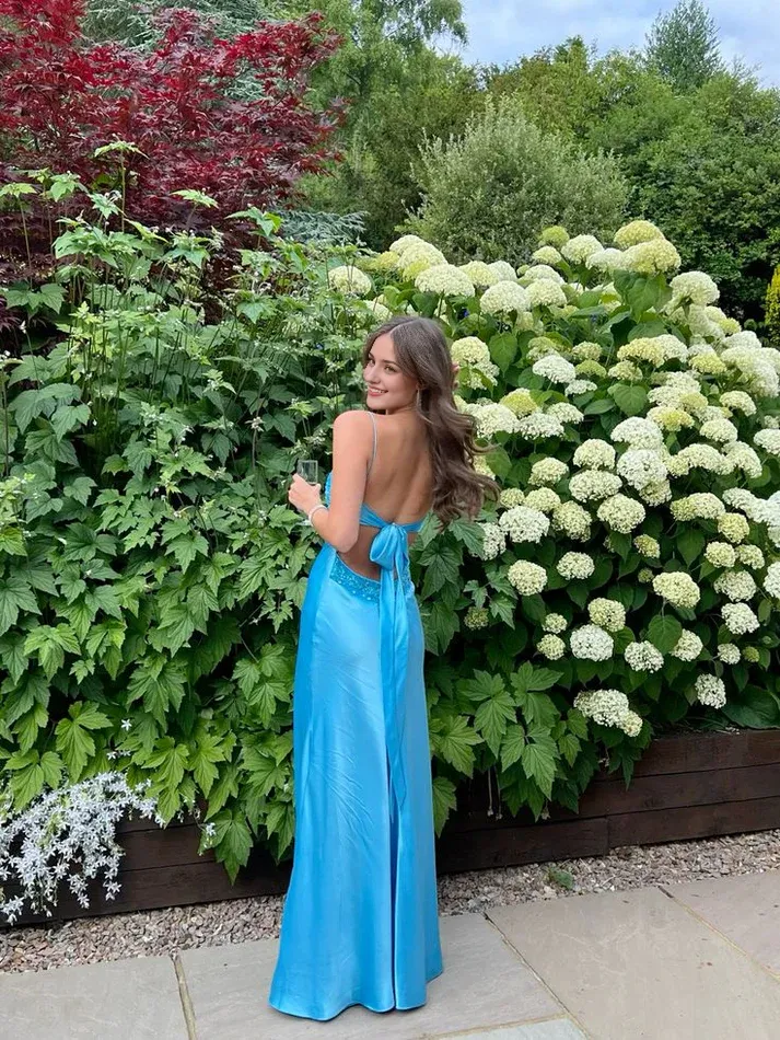 Elegant Blue Long Prom Dress Charming Evening Party Dress Formal Dress