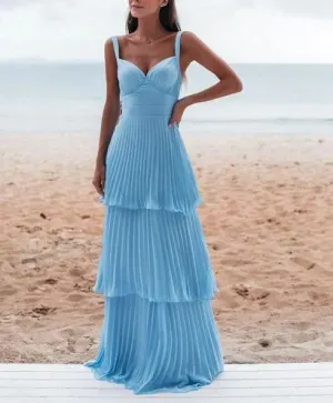 Elegant Light Blue Prom Dress Long Evening Dress Charming Party Dress