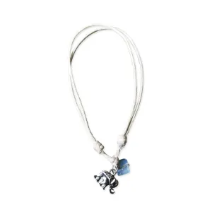 Elephant with Sea Opal on Cream Cord Anklet