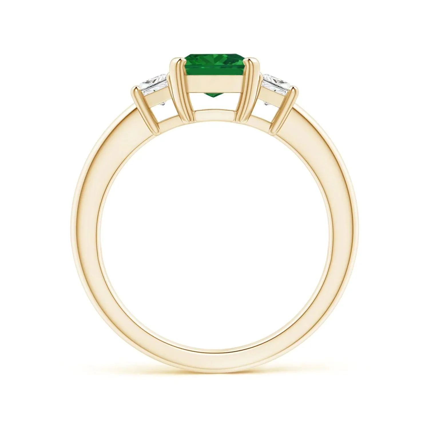 Emerald Cut Emerald and White Sapphire Three Stone Ring