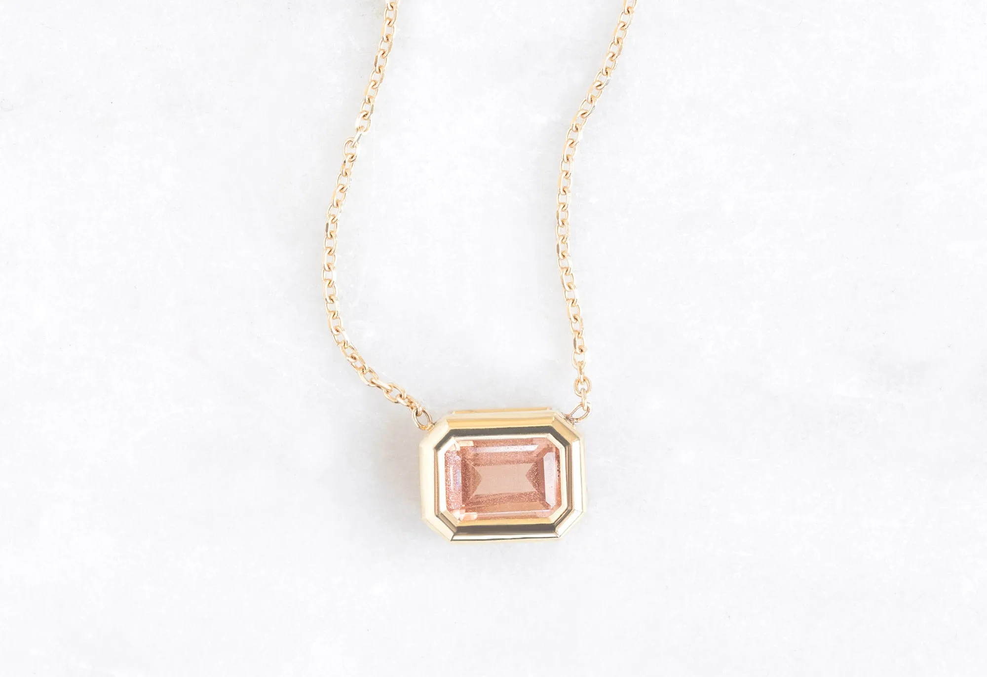 Emerald-Cut Sunstone Necklace