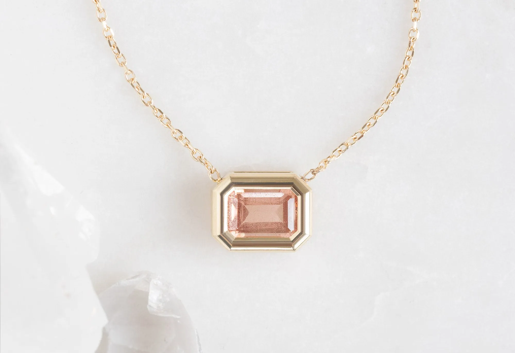 Emerald-Cut Sunstone Necklace