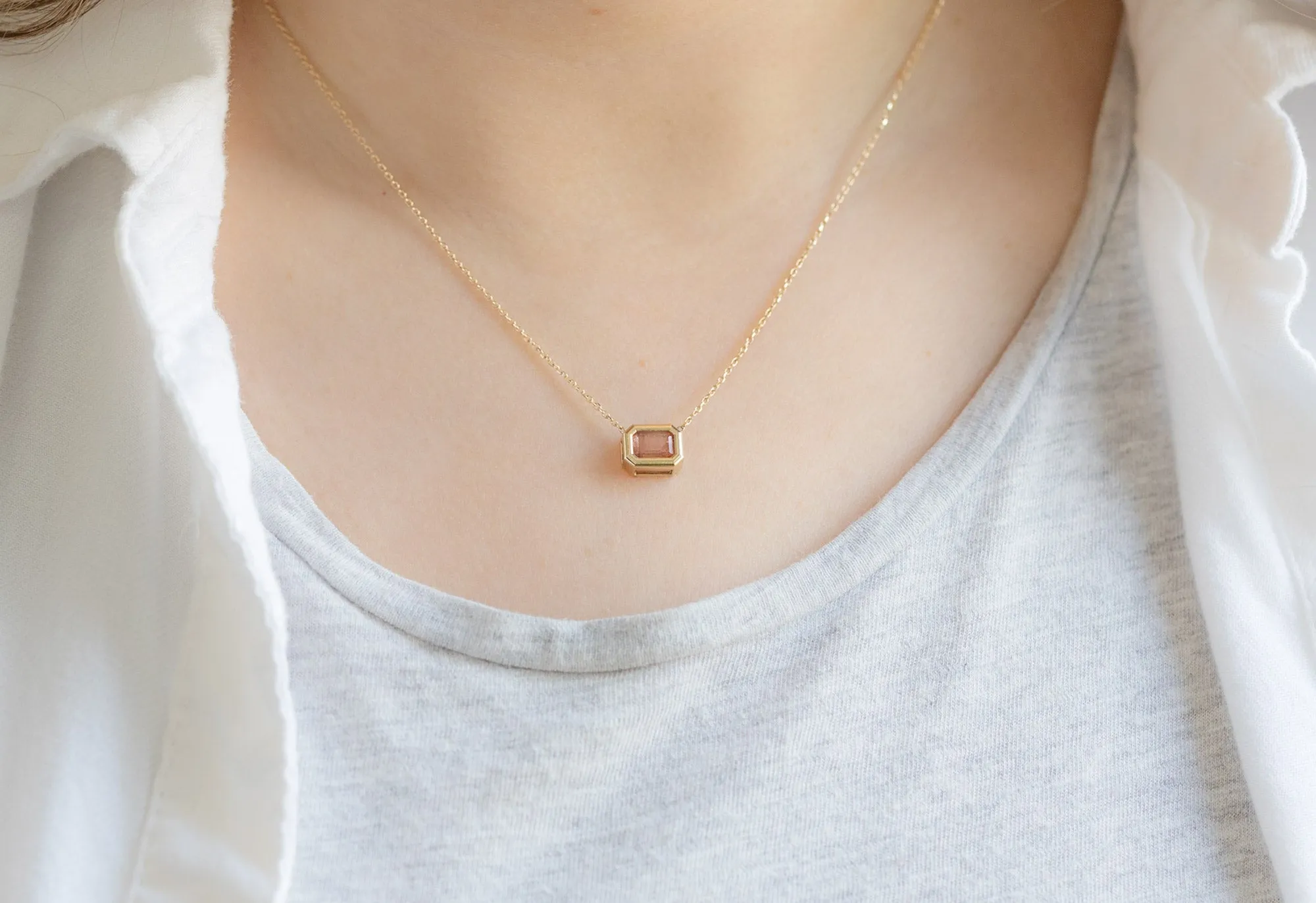 Emerald-Cut Sunstone Necklace
