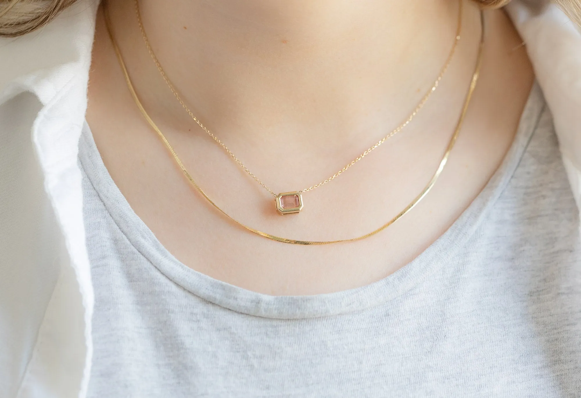 Emerald-Cut Sunstone Necklace