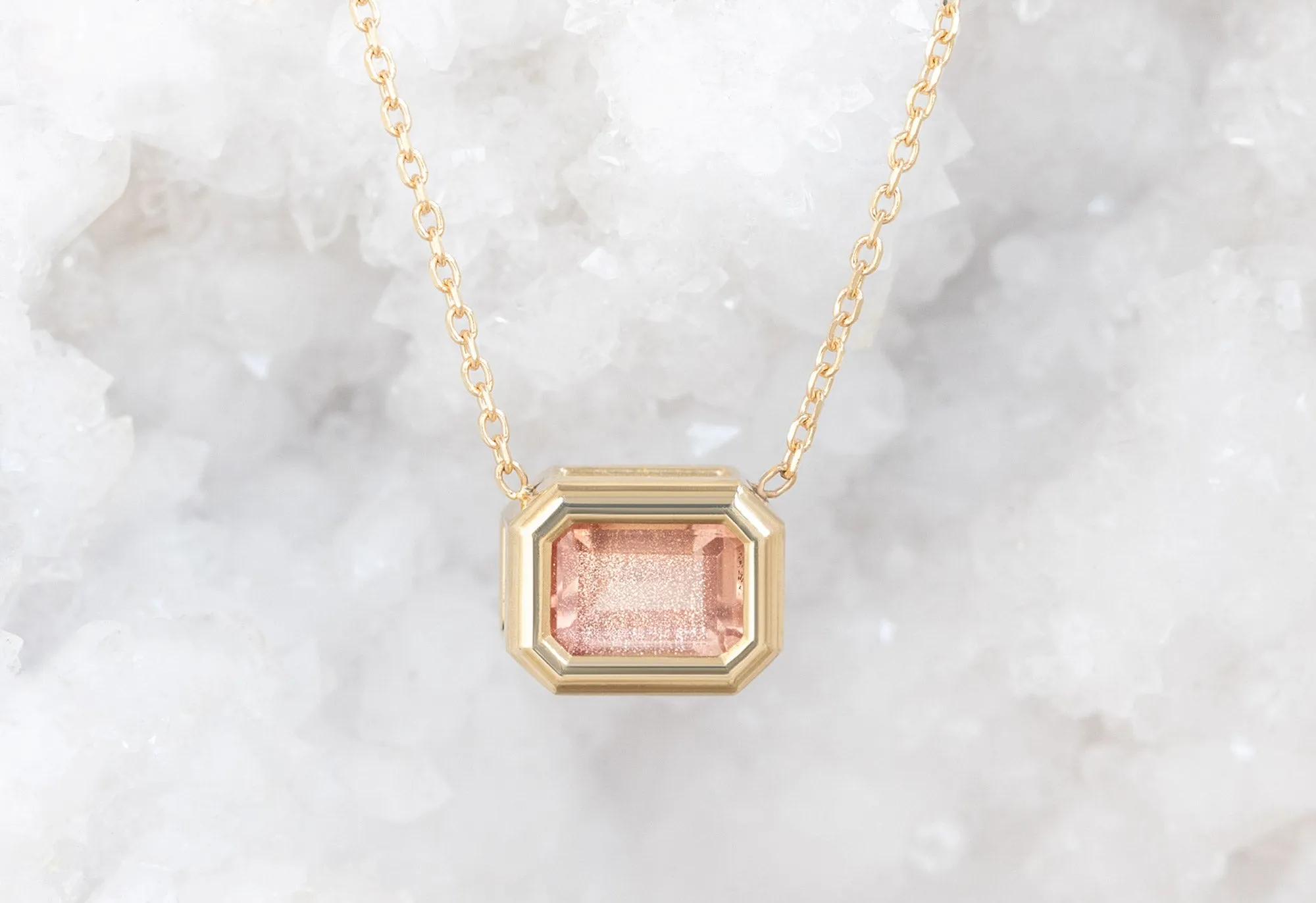 Emerald-Cut Sunstone Necklace