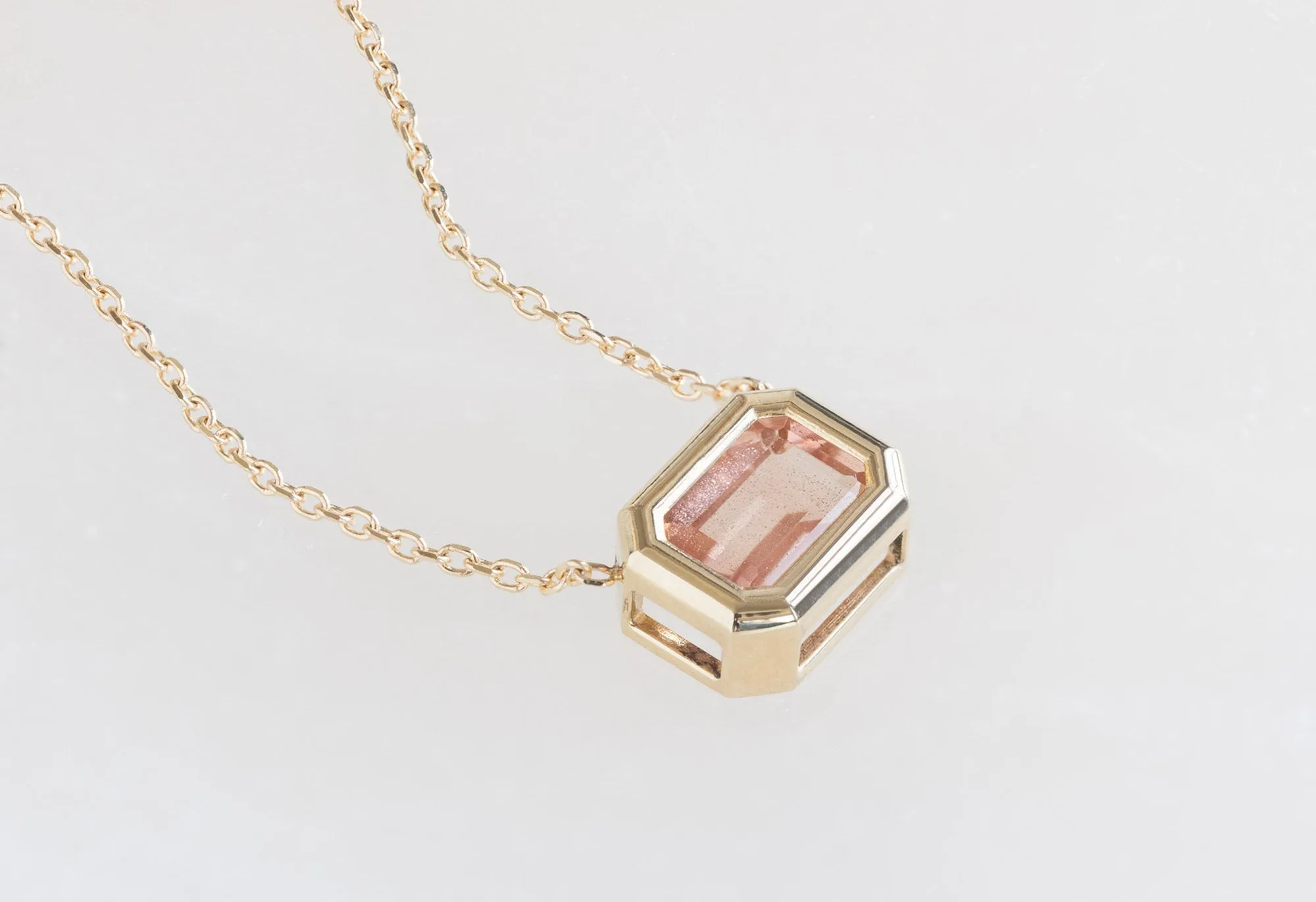 Emerald-Cut Sunstone Necklace