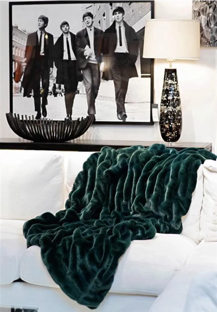 Emerald Mink Couture Faux Fur Throw Blanket by Fabulous Furs