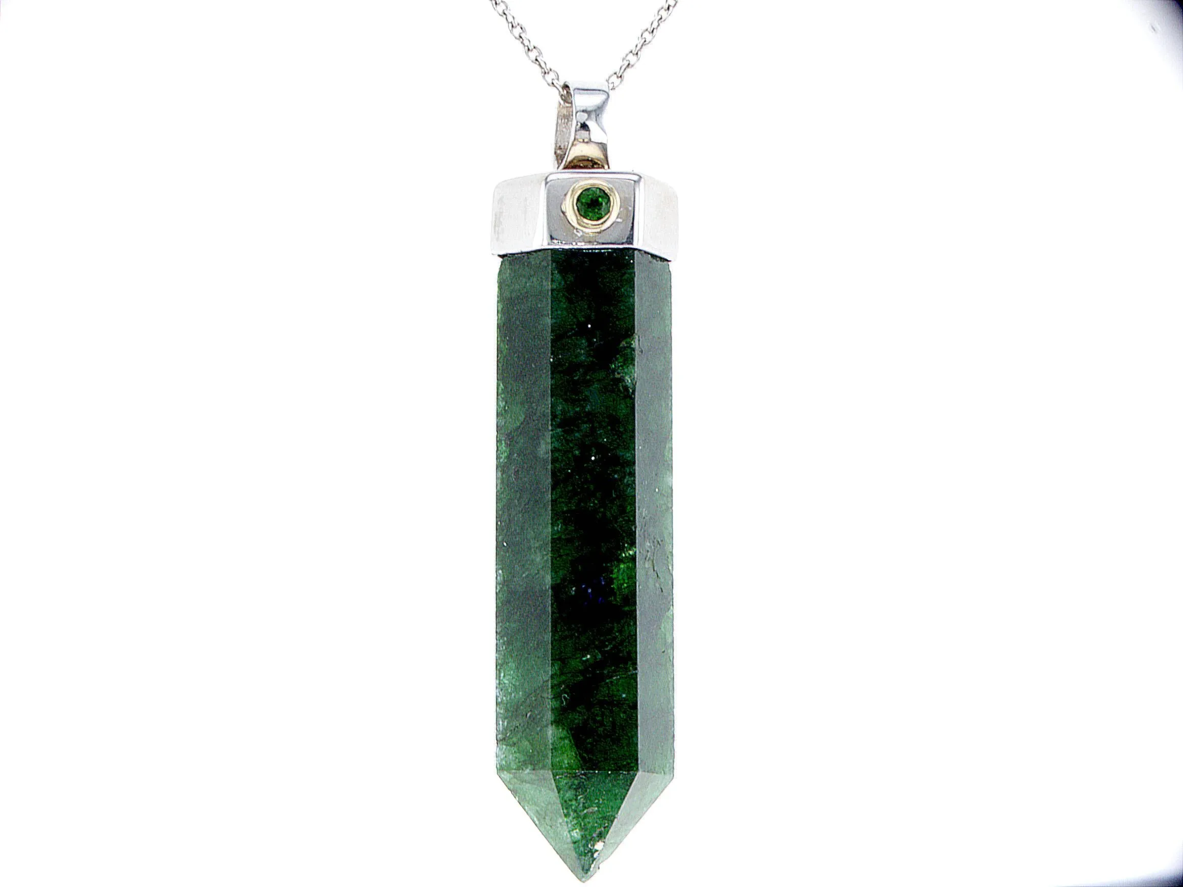 Emerald pencil 14K gold pendant