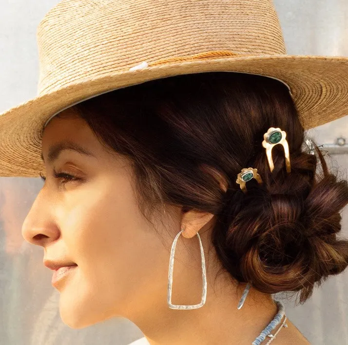 Emerald Protector Hair Pin in Bronze & Silver - Small
