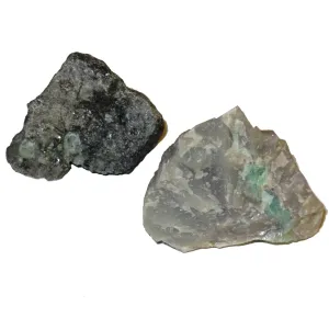 Emerald Raw Crystal Set Double Luck Green Gems