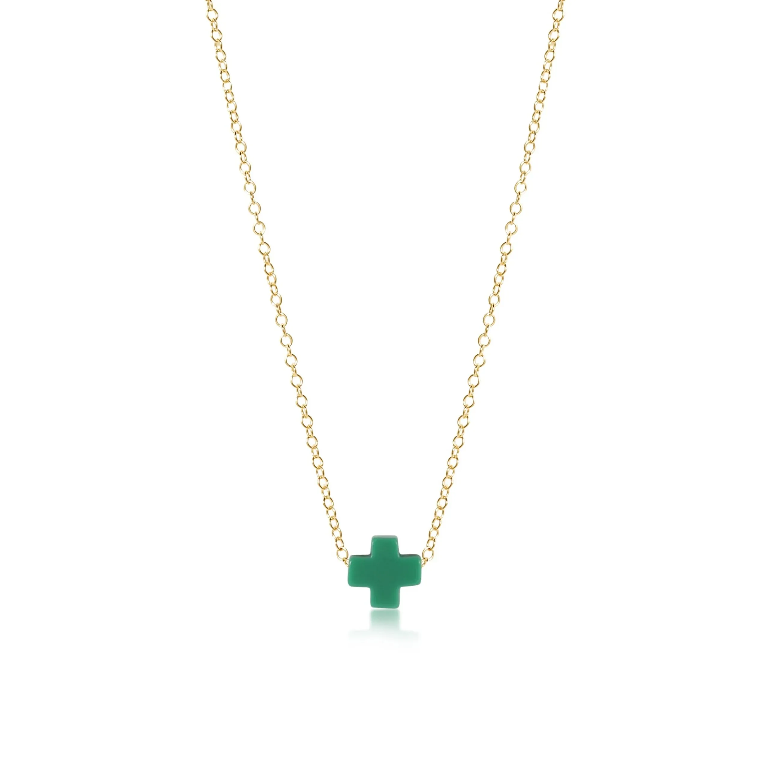 enewton 16" necklace gold - signature cross gold charm emerald