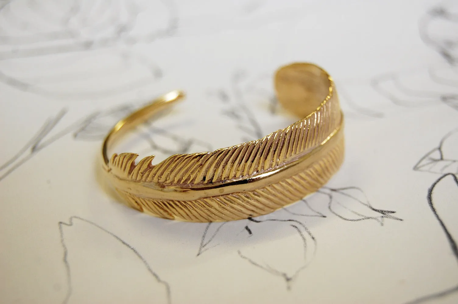 'Feather' bracelet | Bronze 24k Gold-plated