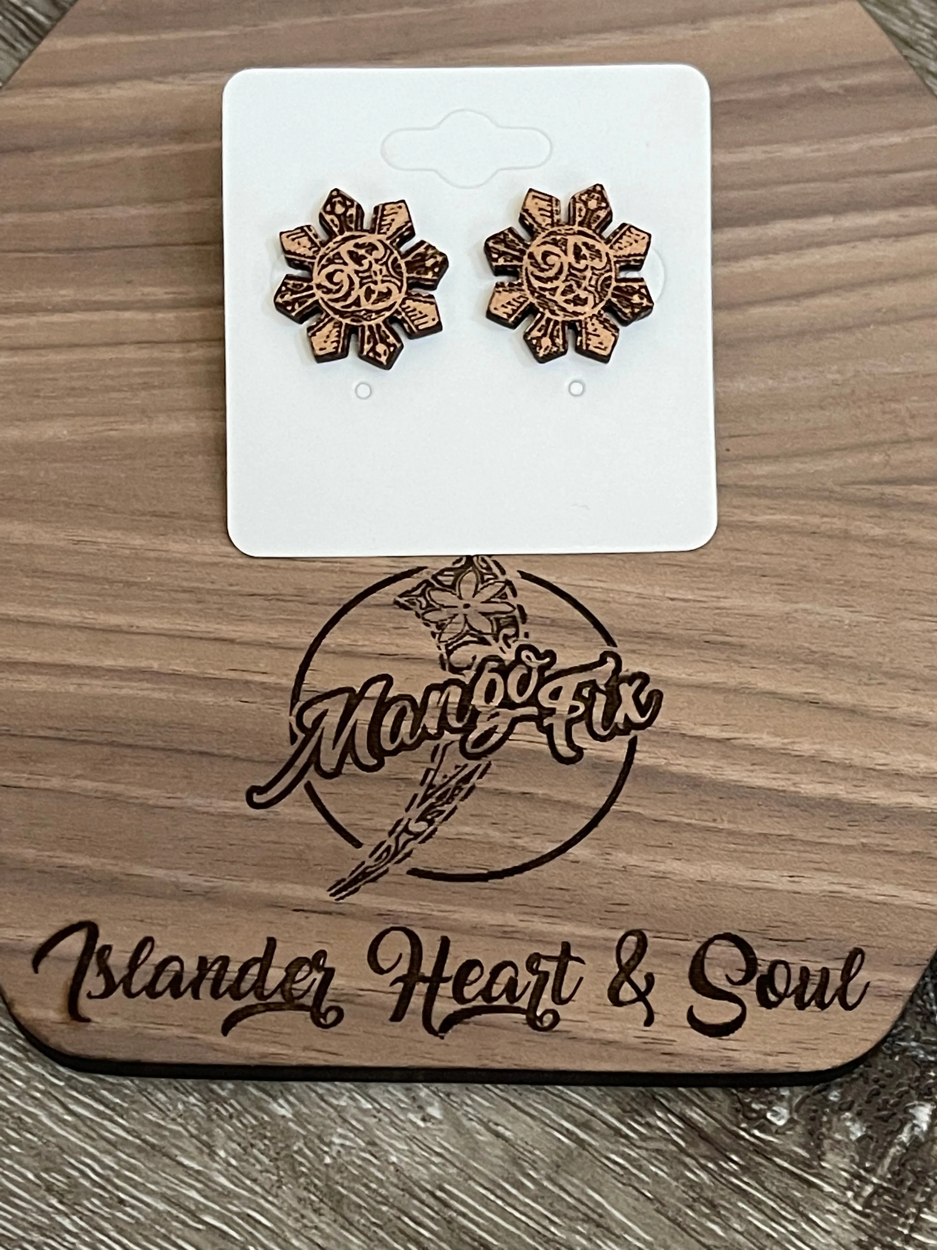 Filipino Tribal Sun Stud Earrings
