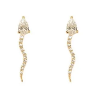 Flavia Snake CZ Gold Stud Earrings