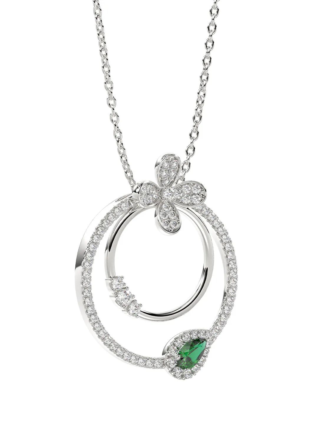 Floral White Gold Pendant Necklace