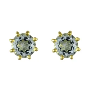 Gelb 9ct Gold 0.79ct Natürlich Aquamarin Klassisch Runde Ohrstecker Ohrringe 5mm