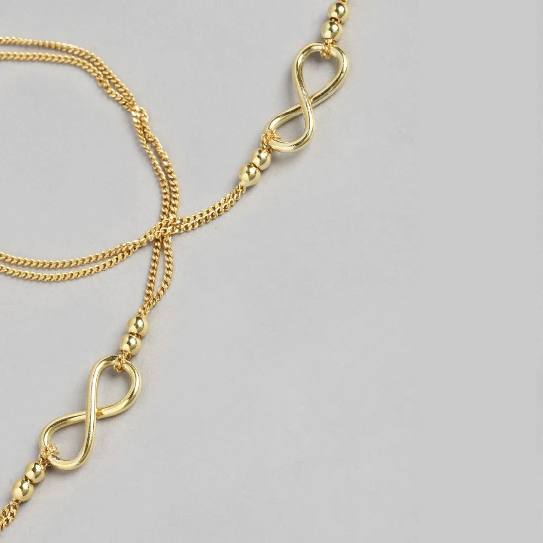 Gilded Infinity Duo 925 Sterling Silver Gold-Plated Chain Anklet