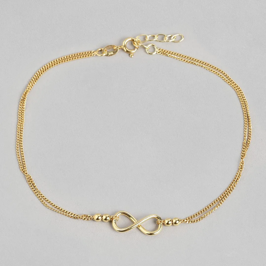 Gilded Infinity Duo 925 Sterling Silver Gold-Plated Chain Anklet