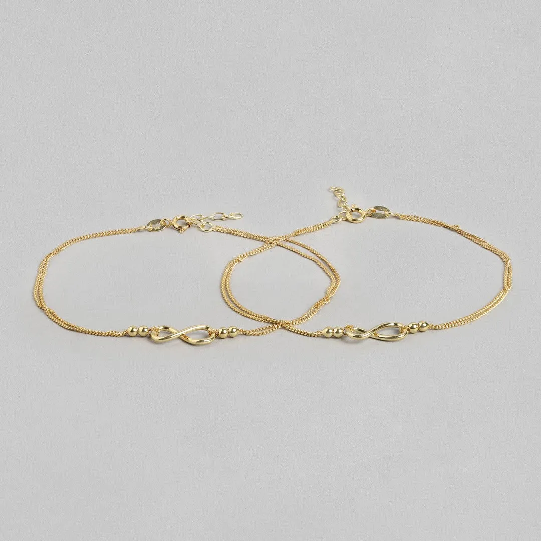 Gilded Infinity Duo 925 Sterling Silver Gold-Plated Chain Anklet