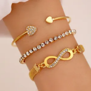 Gold Infinite Logo Full Diamond Bracelet Set