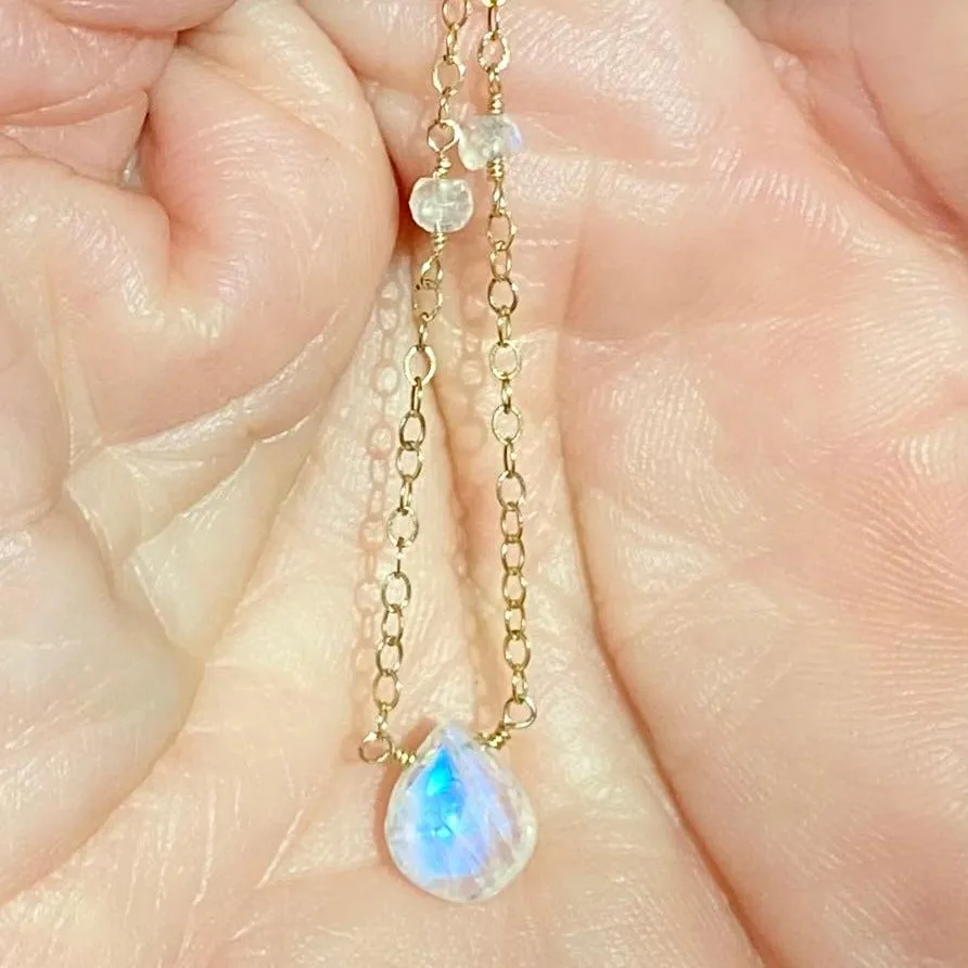 Gold Necklace with Moonstone