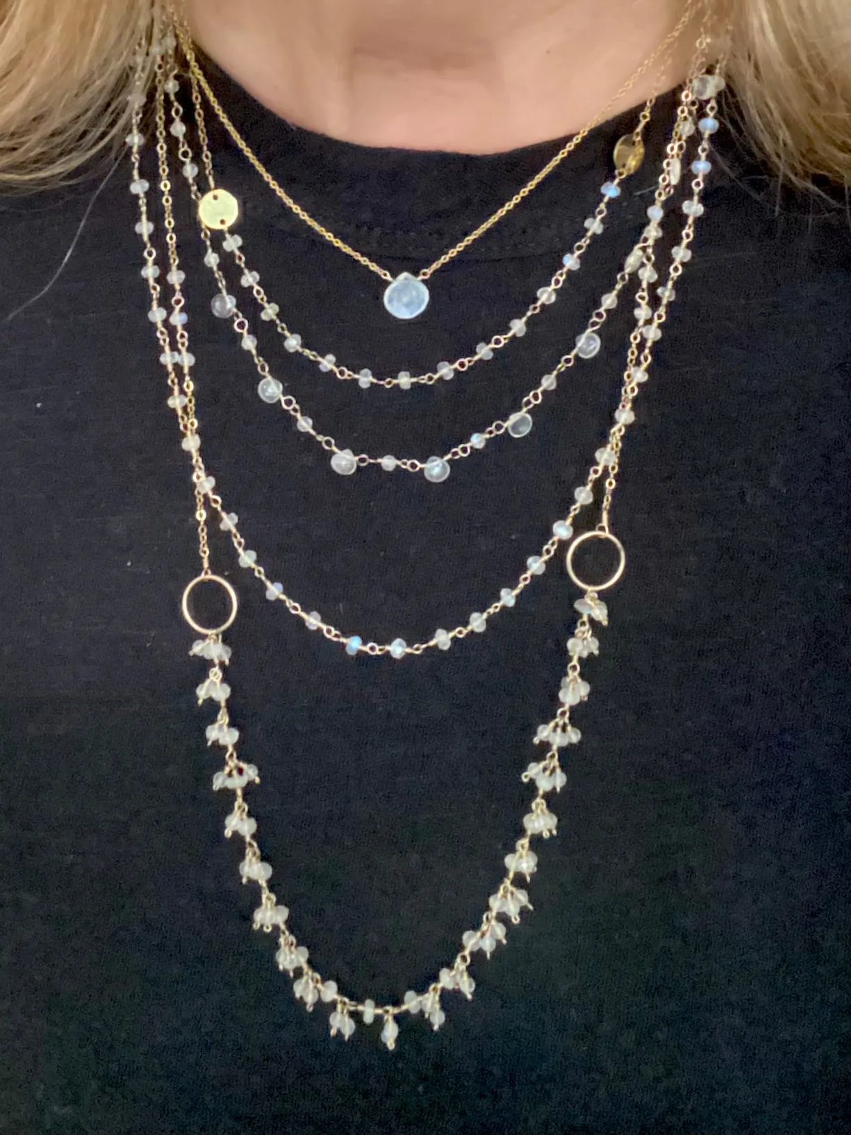 Gold Necklace with Moonstone