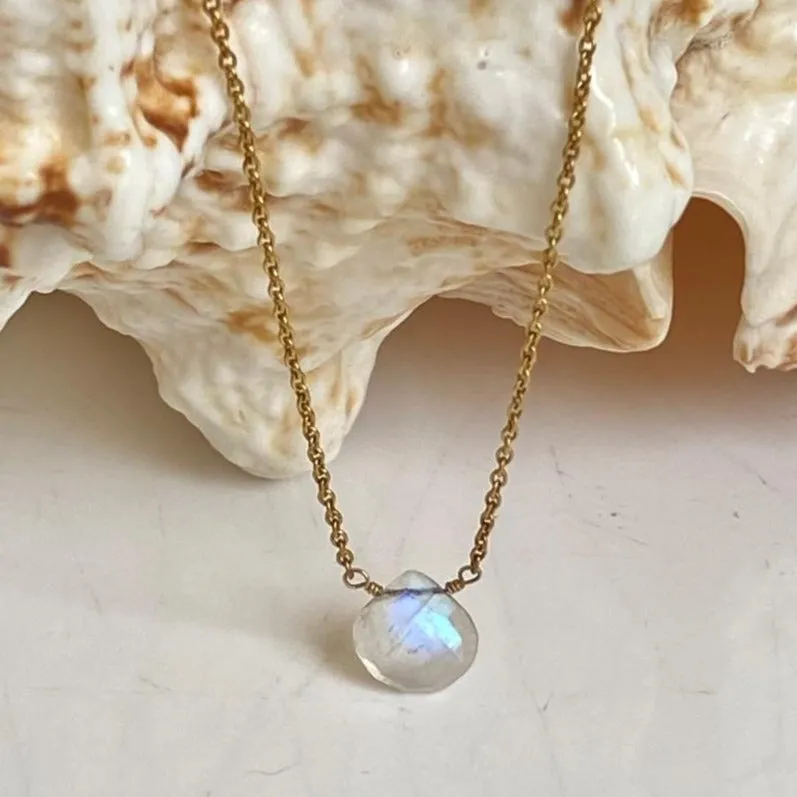 Gold Necklace with Moonstone