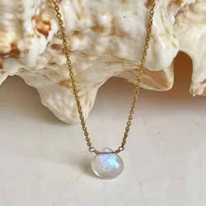 Gold Necklace with Moonstone