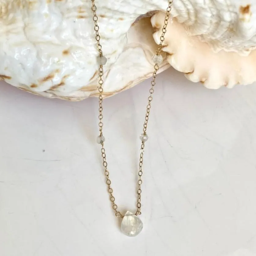 Gold Necklace with Moonstone