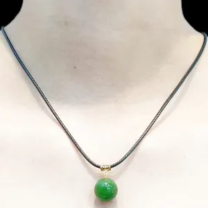 #GOLD2024| 18kt Solid Gold Pendant Large Jade Gemstones Leather Necklace