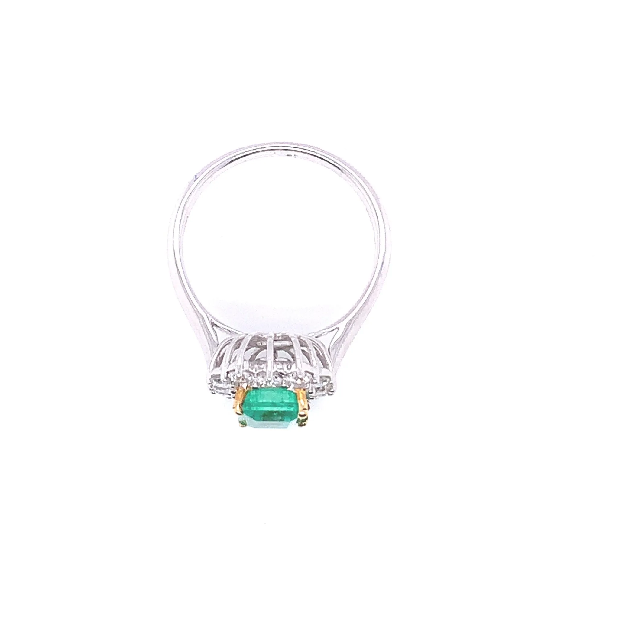 Green Emerald Halo Diamond Ring