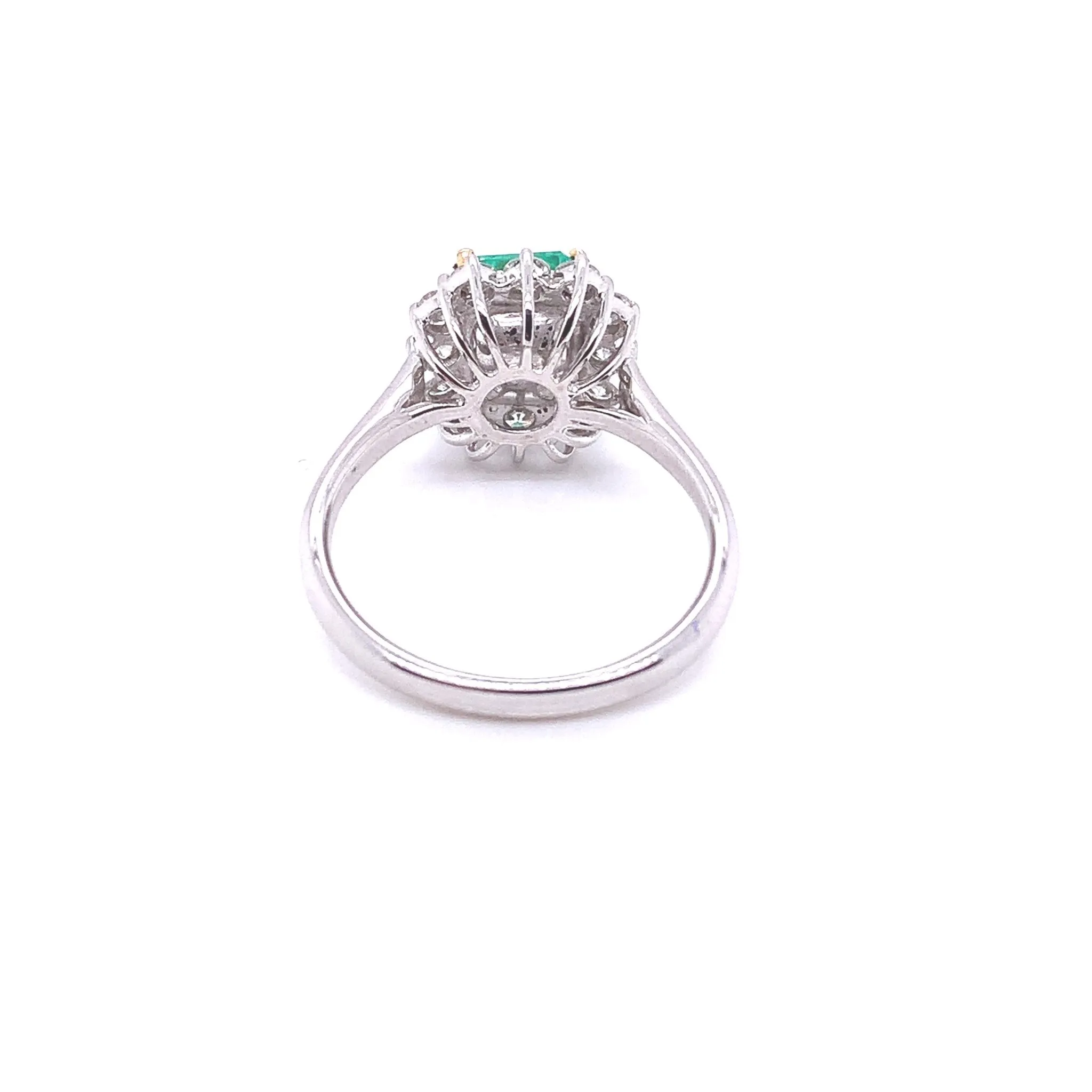 Green Emerald Halo Diamond Ring