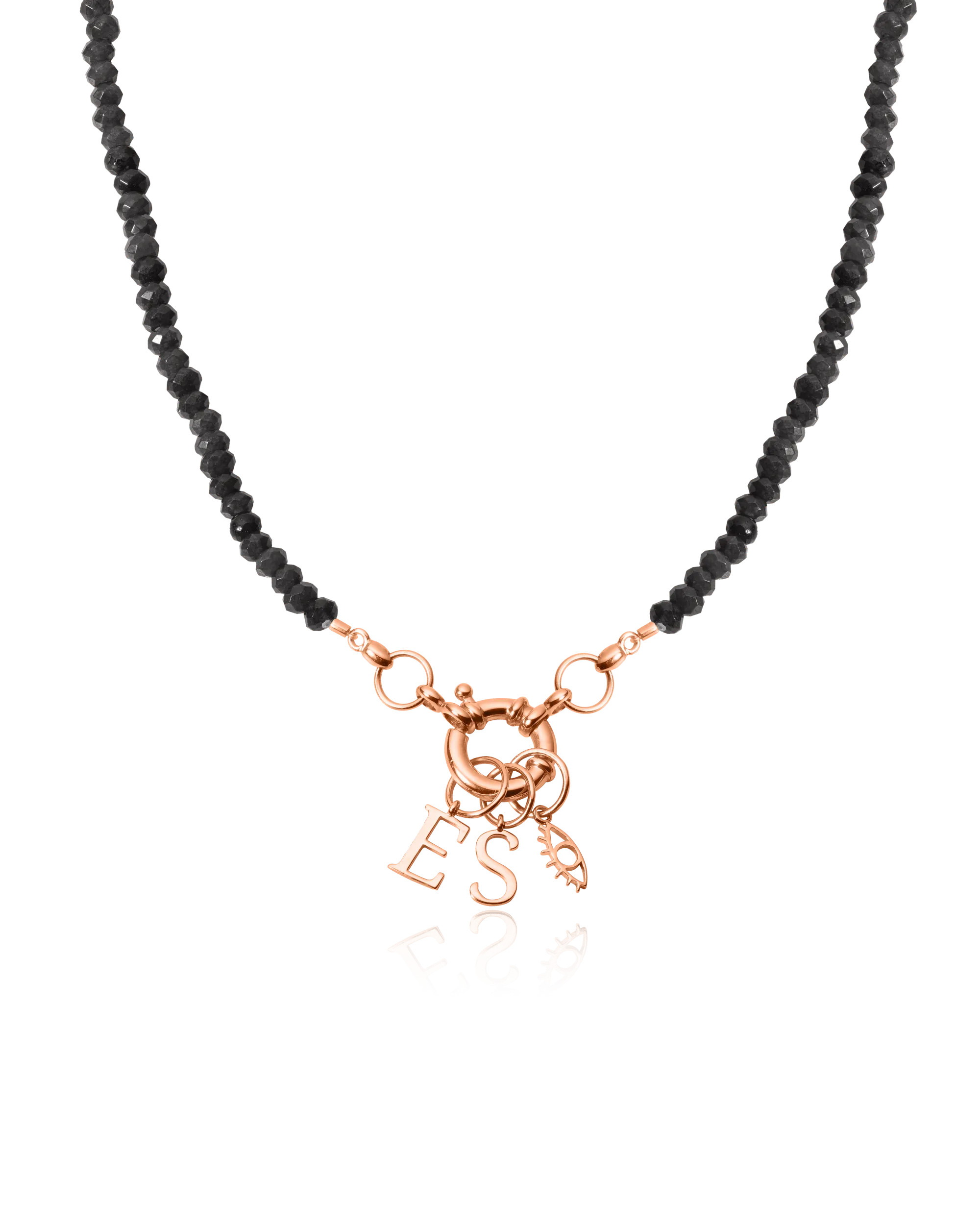 Green Jade Charm Lock Necklace - 18K Rose Vermeil