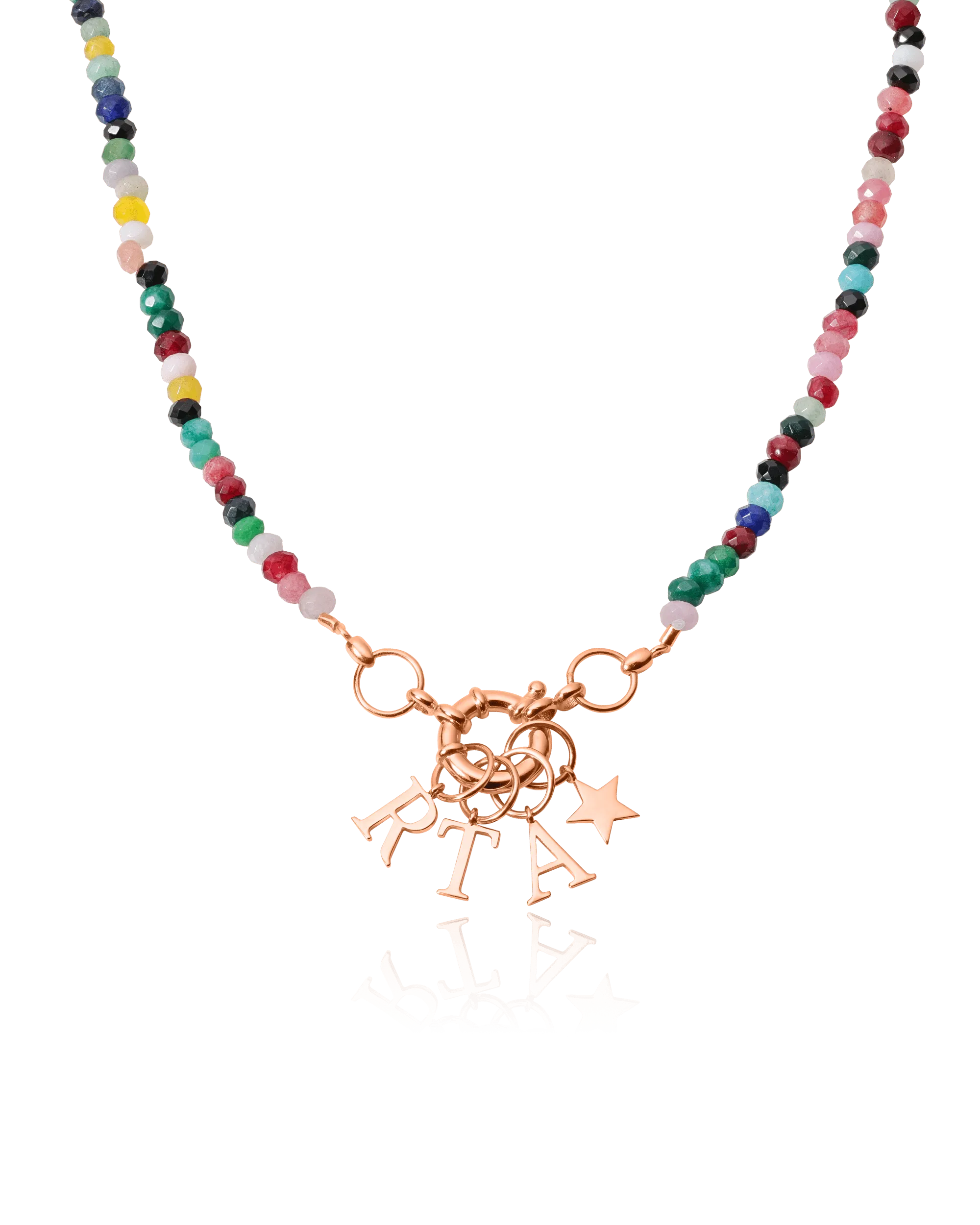 Green Jade Charm Lock Necklace - 18K Rose Vermeil