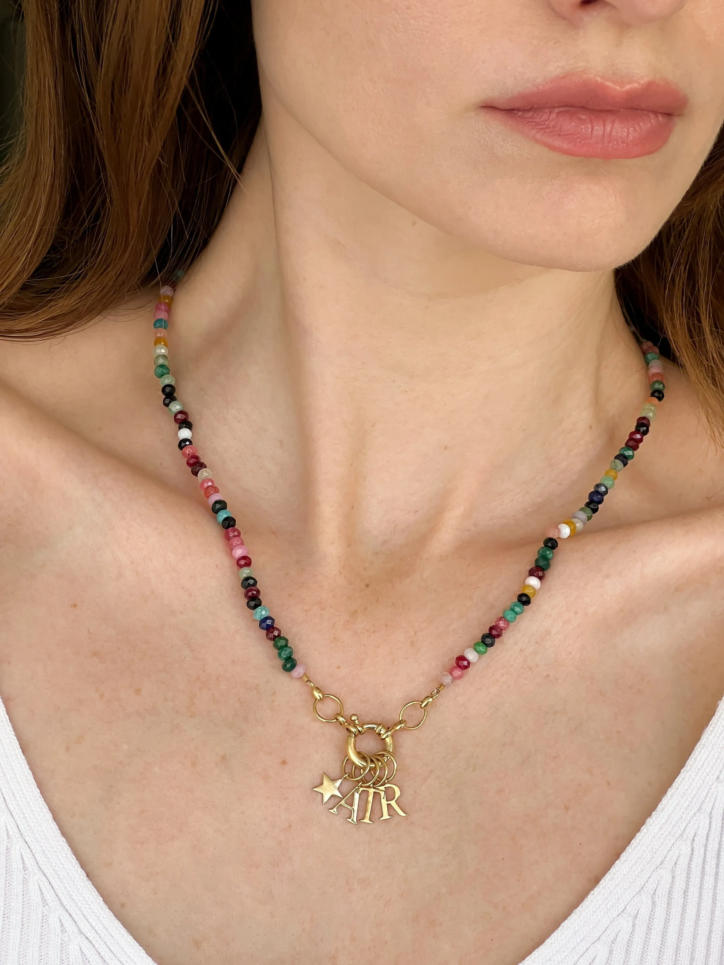 Green Jade Charm Lock Necklace - 18K Rose Vermeil